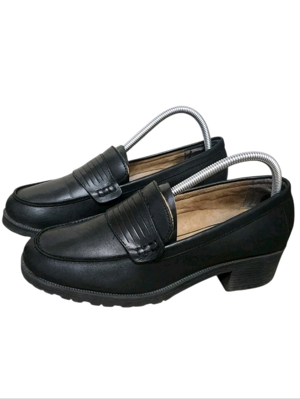 Eastland Y2K Newbury Black Leather Loafers 9 Chunky Heel 3934-01 Dark Academia - Picture 6 of 16